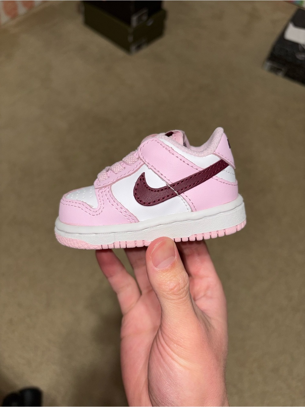 Size 3C (TD) - Nike Dunk Low Pink Foam Red White Valentine’s day Toddler